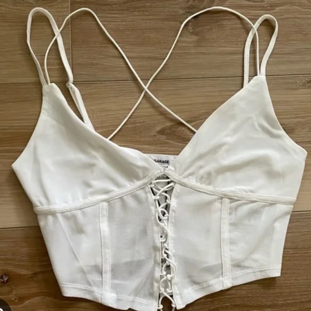 garage strappy mesh corset top size xs